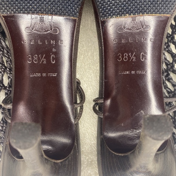 Celine Brown Woven Leather Stiletto Heels (IT 38.5 / US 5.5) - Picture 5 of 6